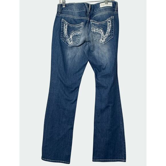 Ariya Bootcut Jeans Women Sz 13/14 Stretch Stitch Flap Distressed Western Grunge - Picture 2 of 16